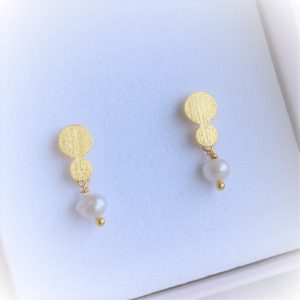 Ferskvandsperle klassiske minimalistiske ørestikker forgyldt sølv øreringe små øreringe guld sterlingsølv