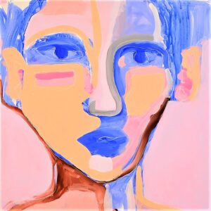 Blue woman   80x80 cm Maleri