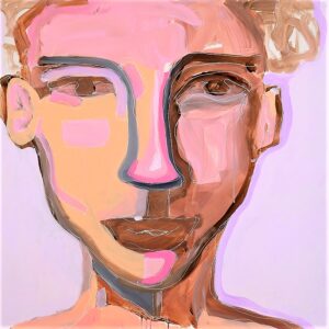 Maleri abstrakt ansigt brun lille