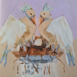 Fuglerede-Maleri-60x60cm-unika-håndmalet-galleri-smækker-moderne-kunst-contemporary-art